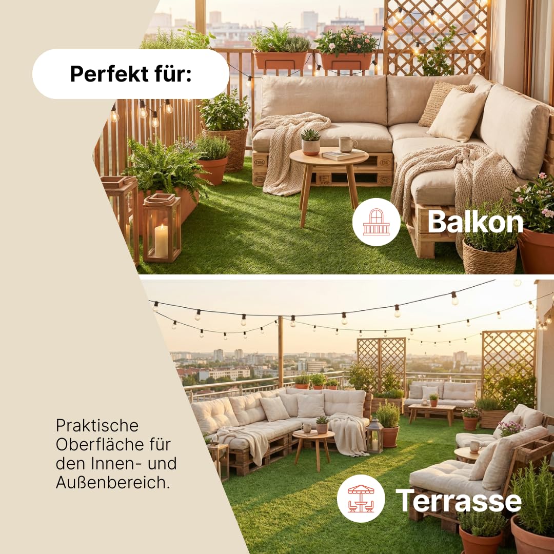 TAPISO Canyoo Rasenteppich Kunstrasen Grün - Höhe:30 mm Meterware für Garten Balkone Terrassen Wintergärten 400 x 350 cm