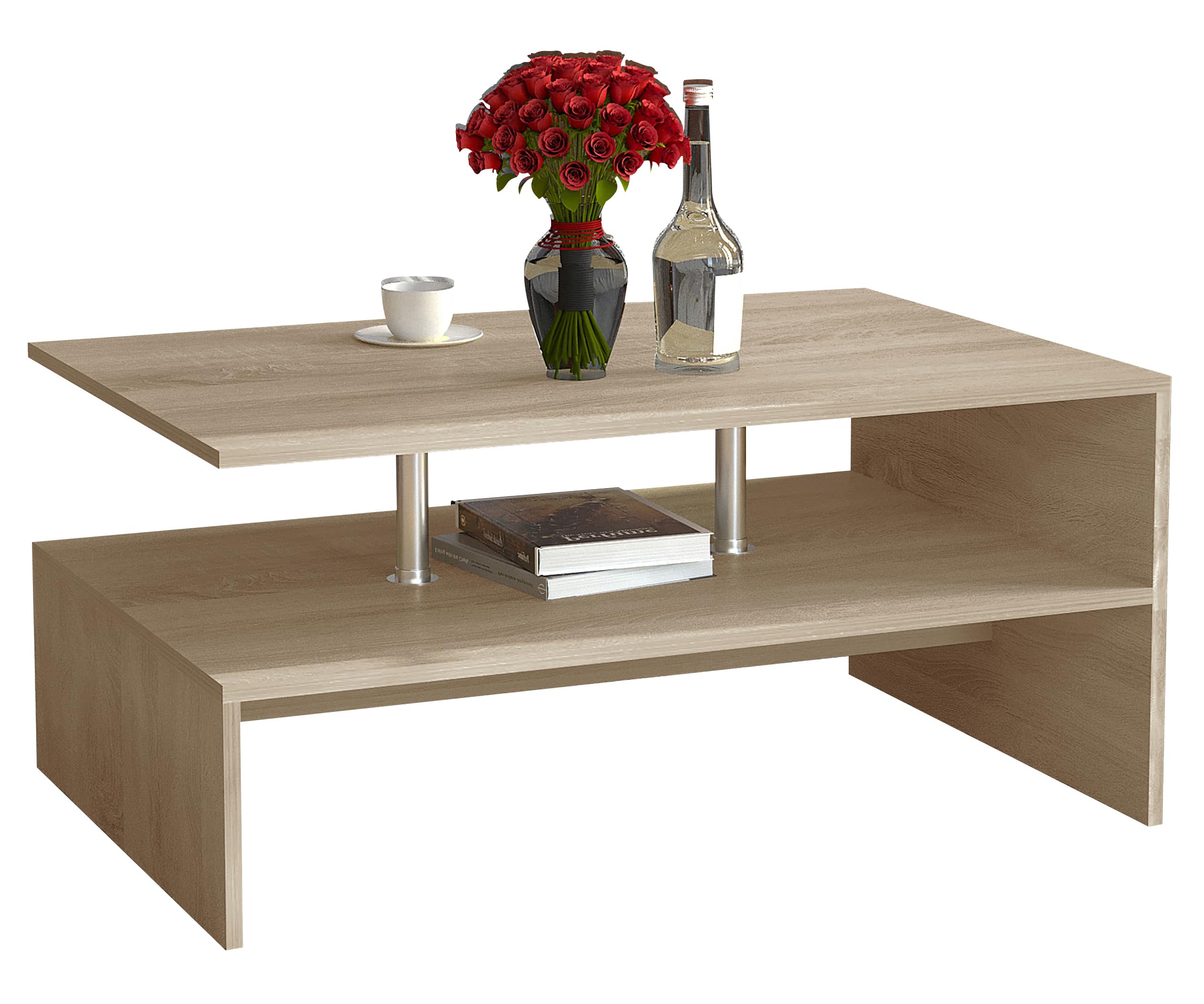 VCM Holz Couchtisch Sofatisch Wohnzimmertisch Beistelltisch Kaffeetisch Maliso L Sonoma-Eiche