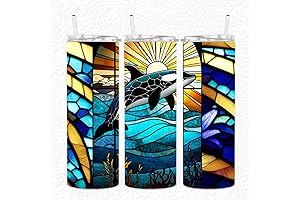 Orca Whale Stained Glass Design 20 oz Skinny Tumbler