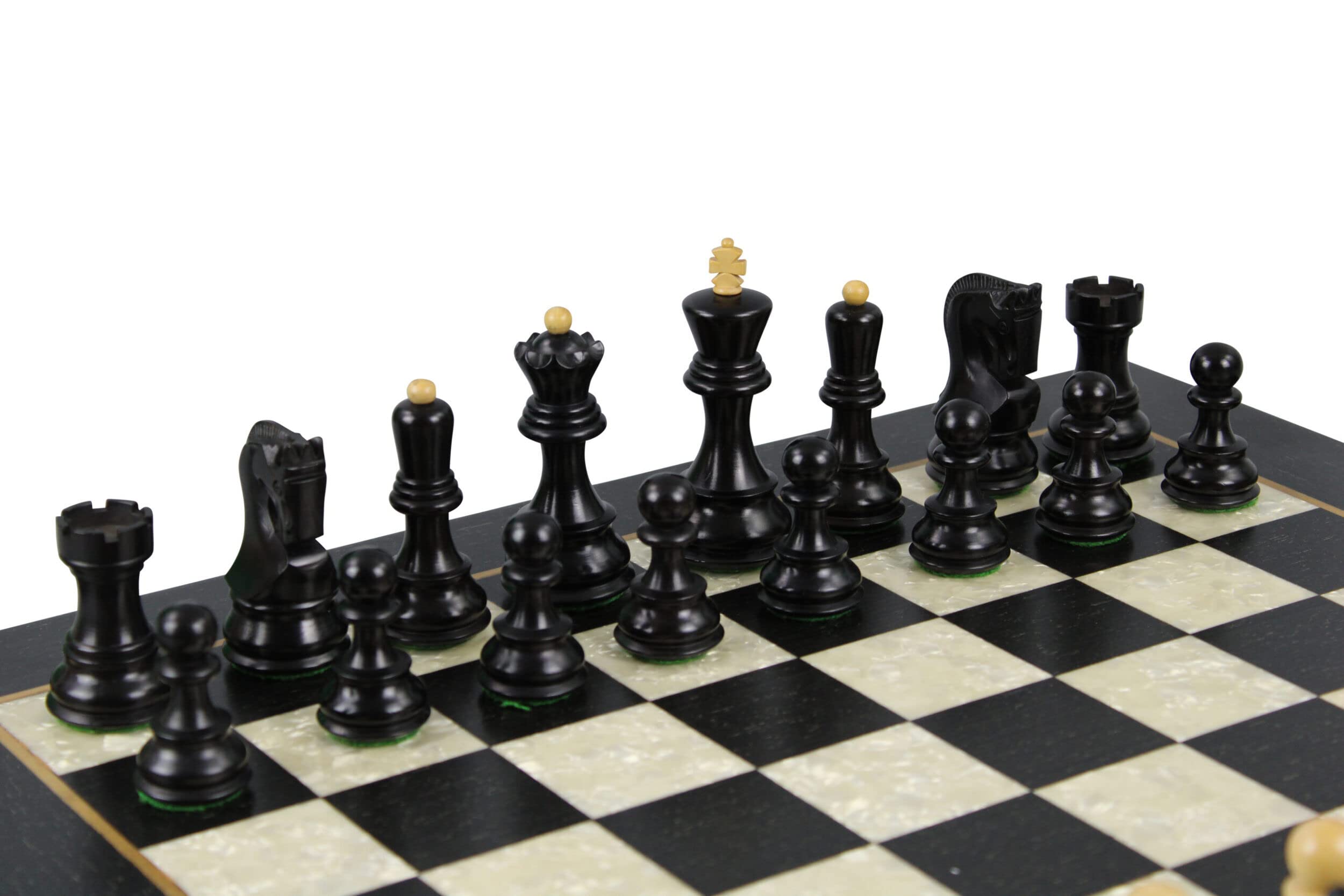 Set di scacchi in legno con scritta in lingua inglese "Grandmaestro Helena Madreperla in legno di ebano 50,8 cm con ponderato di Zagabria, Staunton, scacchiera in legno di ebano, 9,5 cm