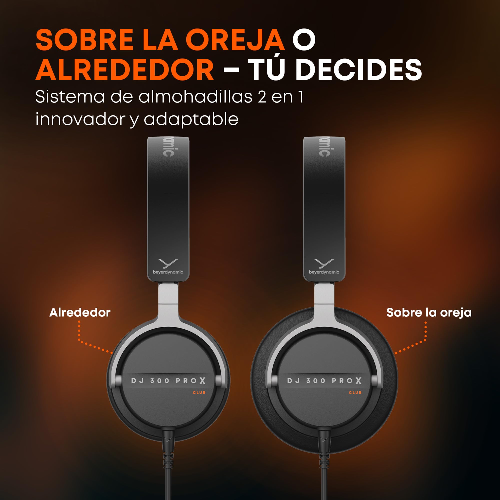 beyerdynamic DJ 300 Pro X Club- Auriculares Profesionales 2 en 1 para DJ con Copas Personalizables y diseño Cerrado para DJs Profesionales