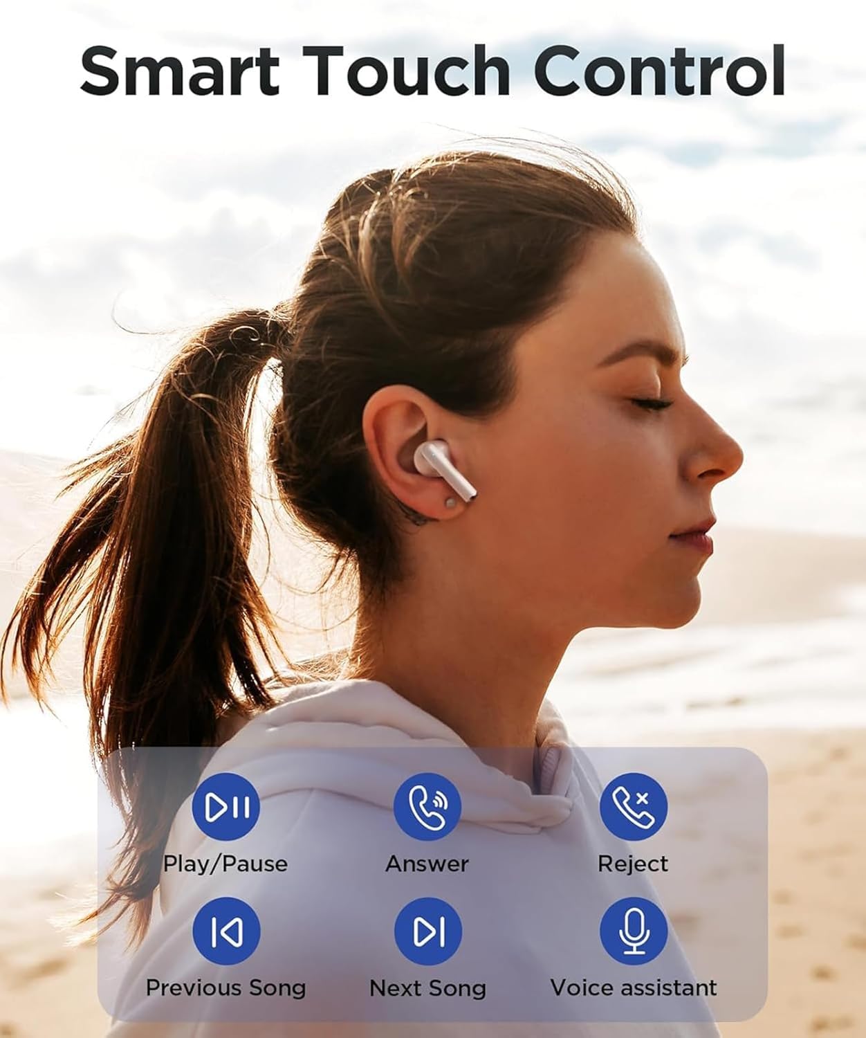 Wireless Earbuds, Bluetooth 5.4 HiFi Stereoin Ear Headphones with 4 ENC Noise Cancelling Mics,48H Playtime Bluetooth Earbuds,Touch Control Ear Buds,IPX8 Waterproof Wireless Headphones for Android/iOS — view 6