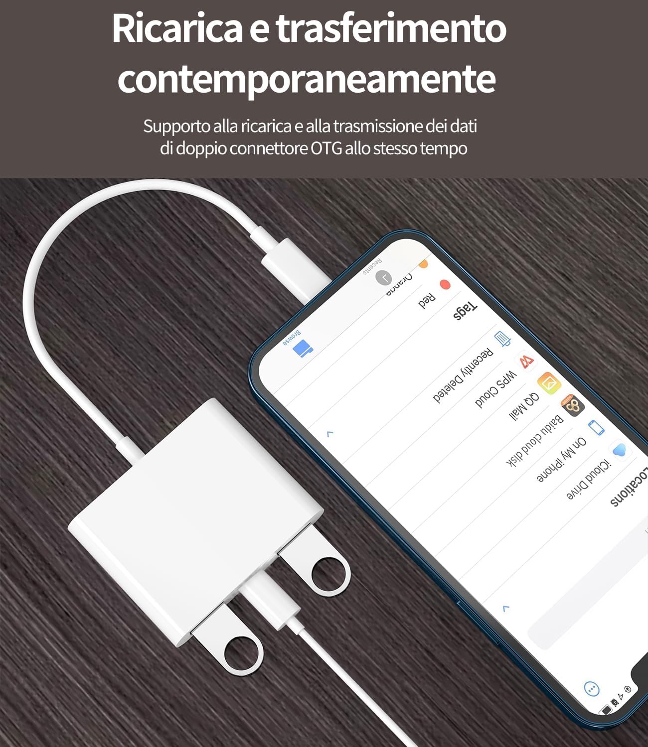 Adattatore Lightning USB 3.0 Per Apple iPhone iPad (3 in 1) Ricarica Cavo OTG Da Camera Chiavetta Lettore Schede Tastiera Telefono Reader Card Jack Chiavette Fotocamera Memoria Mouse Trasferire ip