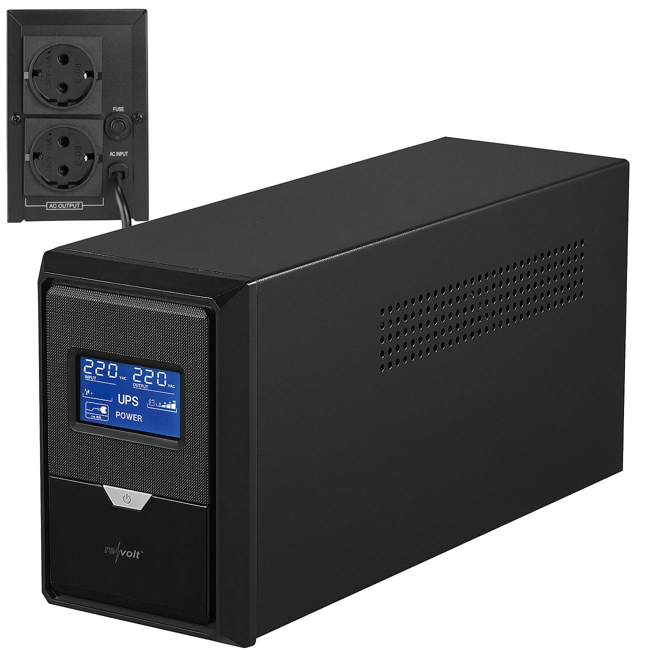 revolt USV-Akku: Unterbrechungsfreie Stromversorgung 800 VA, 480 W, 2X 230-V-Ausgang (Steckdosenleiste mit Akku, Steckdosen USV)