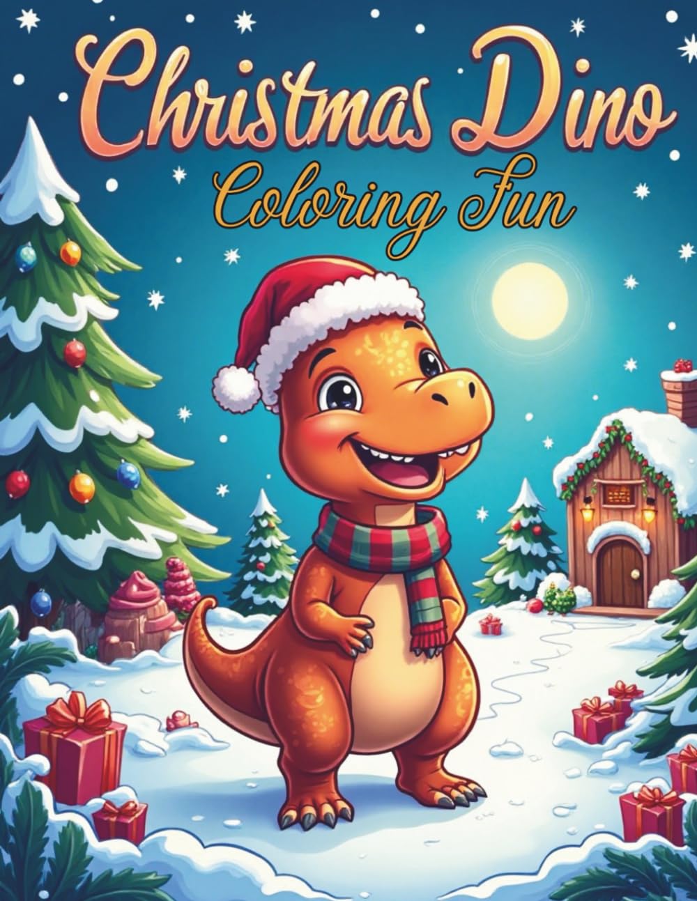Christmas Dino Coloring Fun: 57 Unique Pages Featuring Cute Dinosaurs Celebrating Christmas in a Snowy Prehistoric World