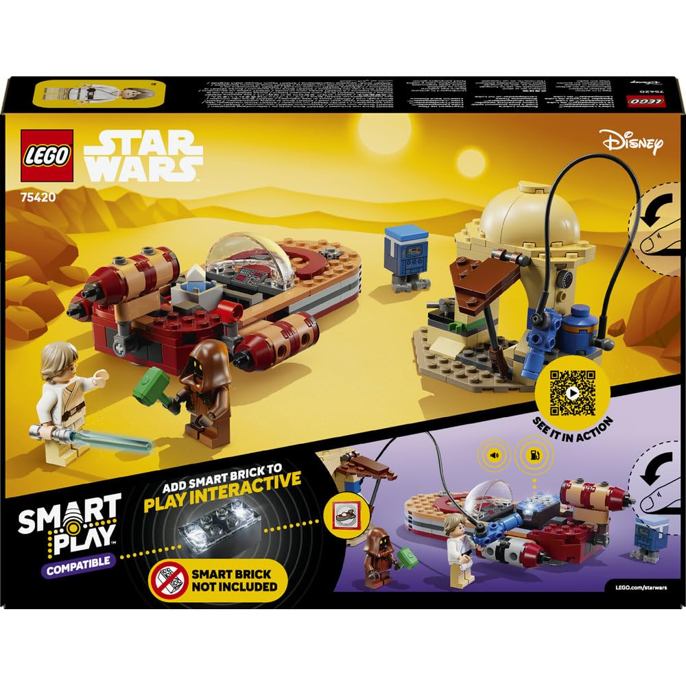LEGO Star Wars 75420 SMART Play: Śmigacz Luke'a, interaktywna zabawka dla dziecka, zestaw kompatybilny z 1 x SMART Tagiem i minifigurką Luke'a Skywalkera - prezent dla dzieci od 6 lat i fanów