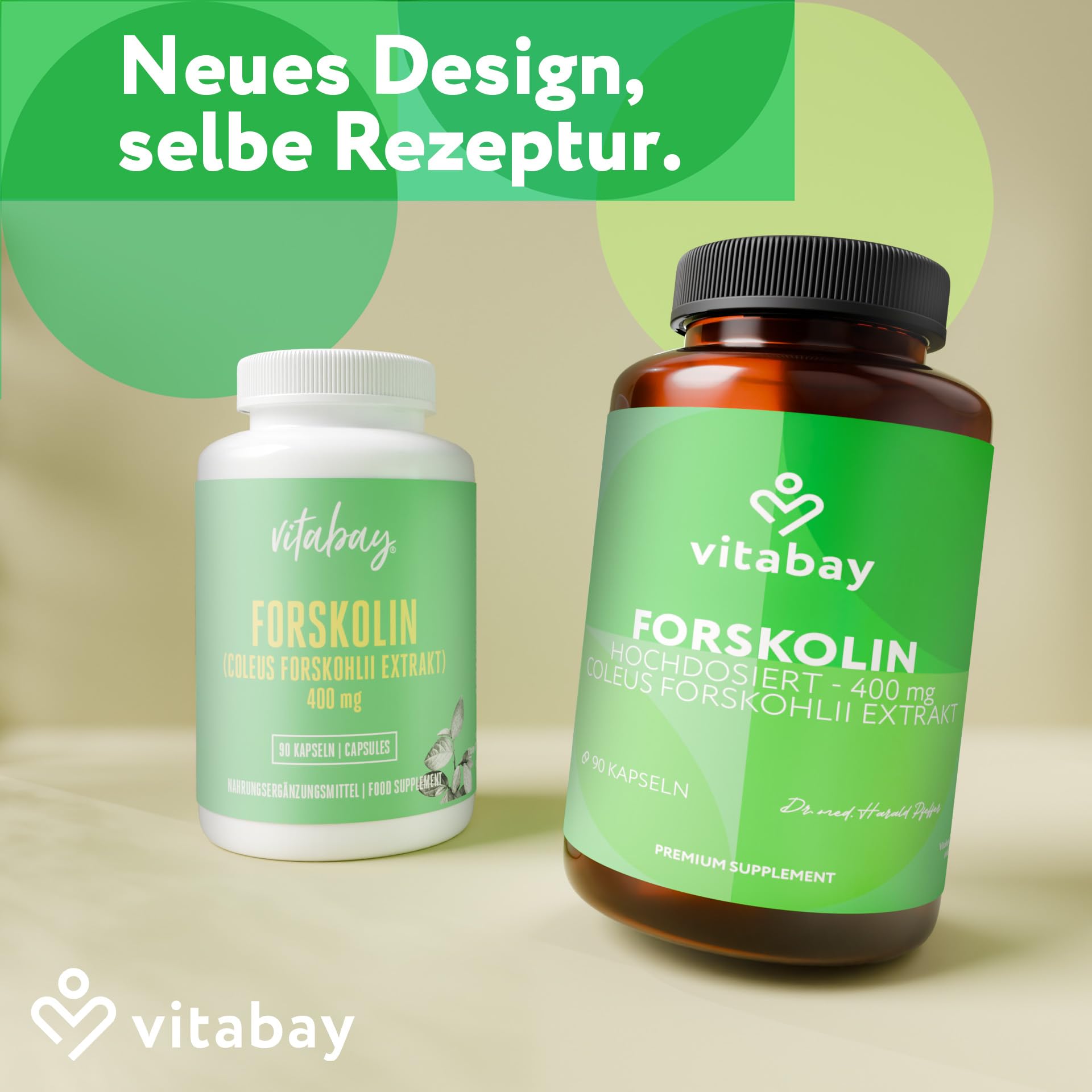 Vitabay Forskolin 400 mg hochdosiert – 180 vegane Kapseln – Coleus-forskohlii-Extrakt aus der Wurzel der indischen Buntnessel – vegan & laborgeprüft in Deutschland – 2er Bundle