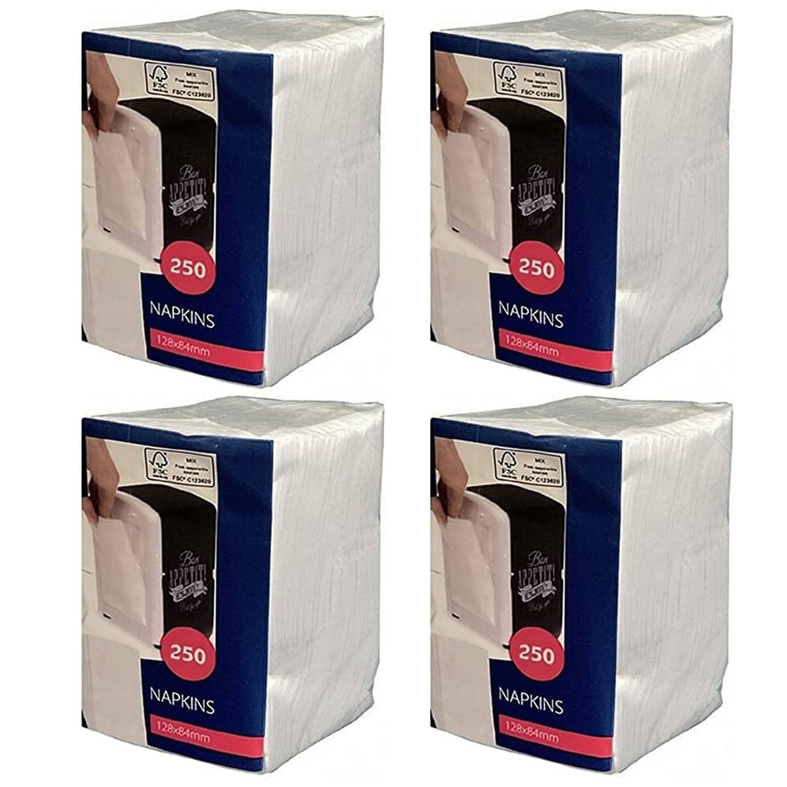 Lot de 1000 serviettes en cellulose - Pliées en 1/8 - Blanc - 12 x 8,5 cm - Pour bistro - Dîner - Food Gastro - Compatible avec les distributeurs Cabanaz (4 x 250 pièces, blanc, a bit thicker)