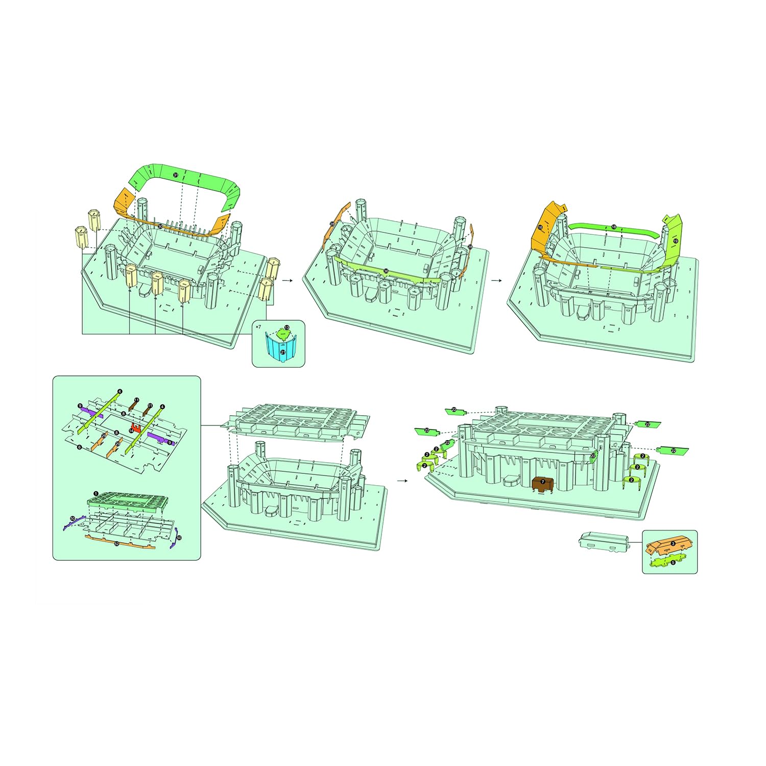 Georgie Porgy Puzzle dello Stadio di Calcio 3D DIY Giocattoli da Costruzione Set di Sostruzione (San Siro Staduim 113 Pezzi)