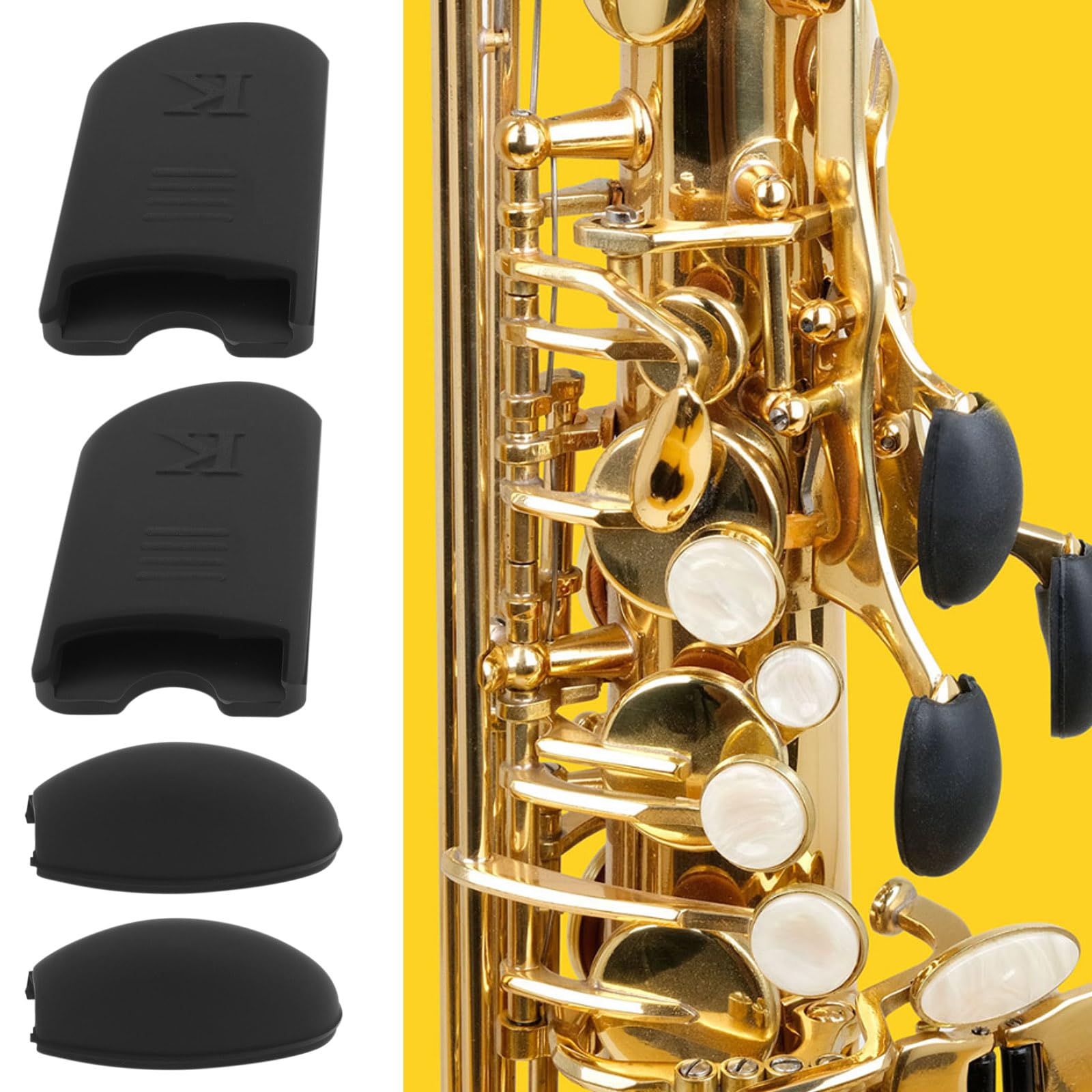 2 Juegos de Almohadillas para El Pulgar de Saxofón Aptas para Saxofones Alto Tenor Y Soprano 2 Reposa Dedos 6 Almohadillas para Teclas Laterales Pequeñas Color Negro