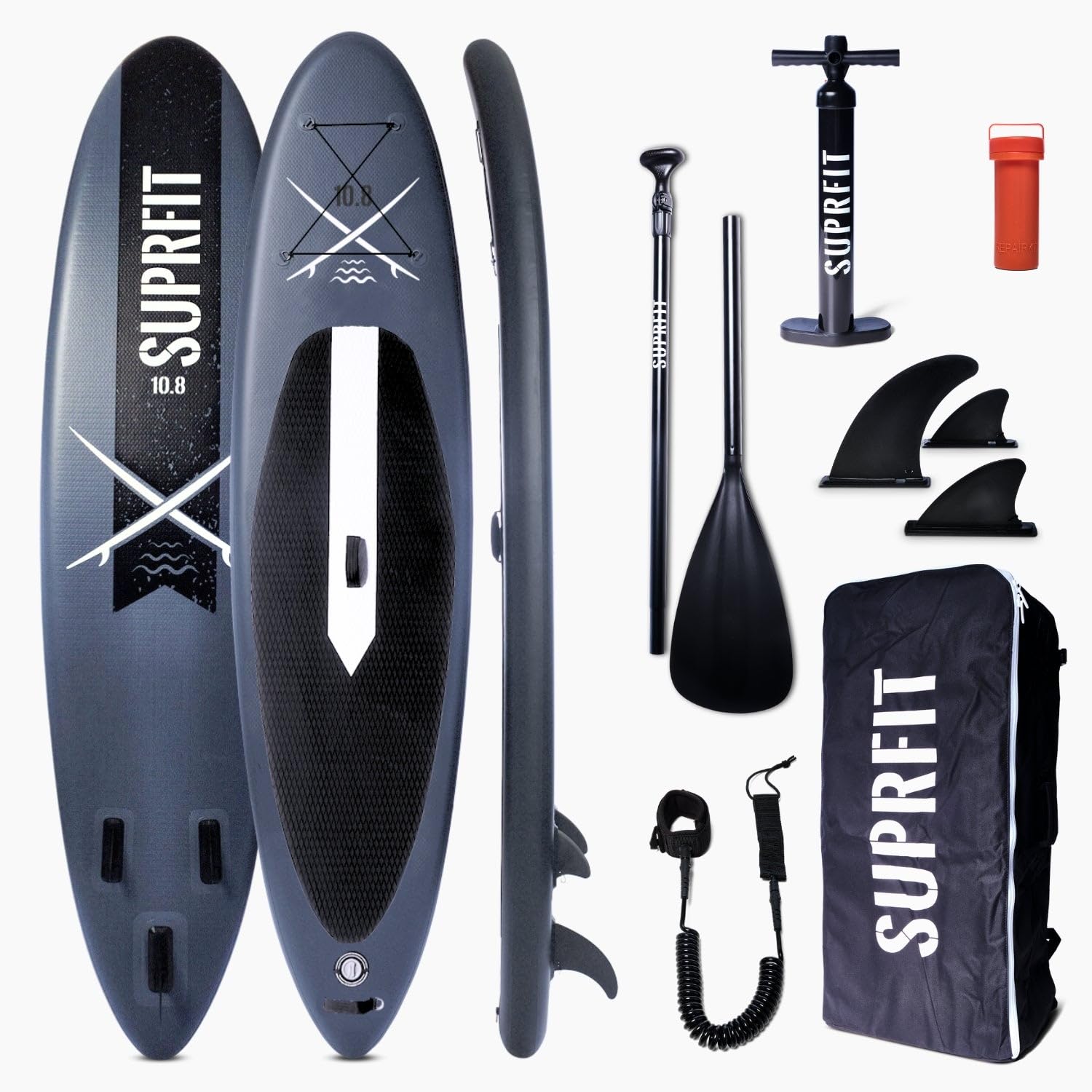 Suprfit SUP Paddle Board Gonfiabile Con Sticker Divertenti – 330x79x15cm, Set Completo Con Zaino, Pompa, Pagaia, Leash – Portata 140kg - 3