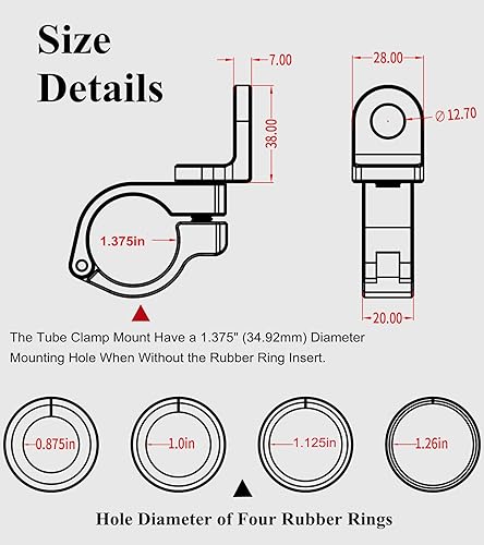 Miniatura 9 de BRCOVAN Soporte de montaje de barra de luz LED todoterreno de aleación de aluminio, apto para rieles redondosmanillares de 0.87511.1251.261.375