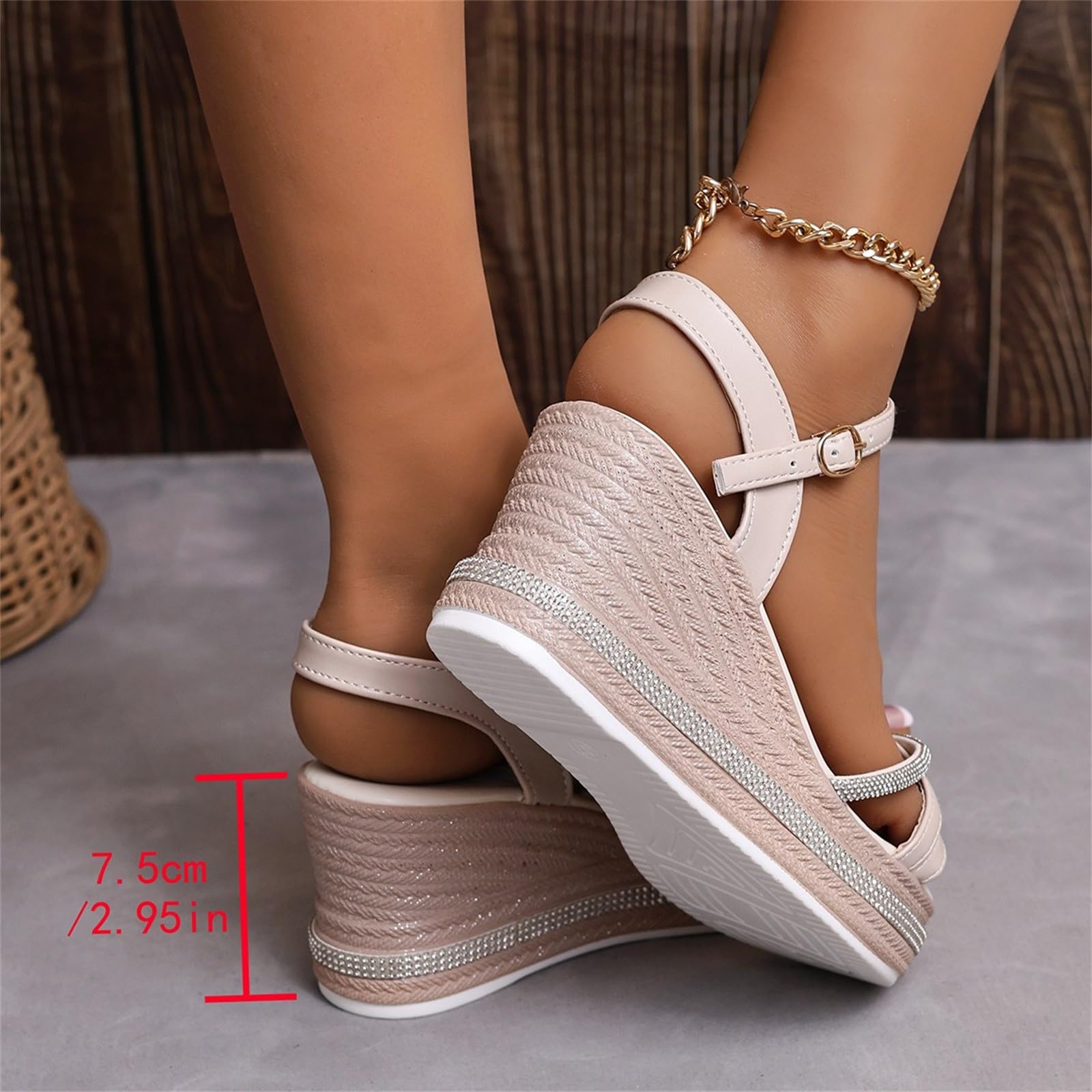 Sandali Donna con Zeppa Zeppe Estive Neri Comodi Sandali con tacco in pendenza da spiaggia da donna Pantofole casual vuote Scarpe fondo in pendenza Bassi Gioiello Sandalo Tacco Largo