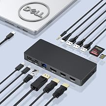 New Dell Docking Station Triple Displays with Dual HDMI+DisplayPort with Power Adapter, 13 in 1 Dell Thunderbolt Dock for XPS, Inspiron, Latitude, Precision, Vostro,G/Alienware, etc