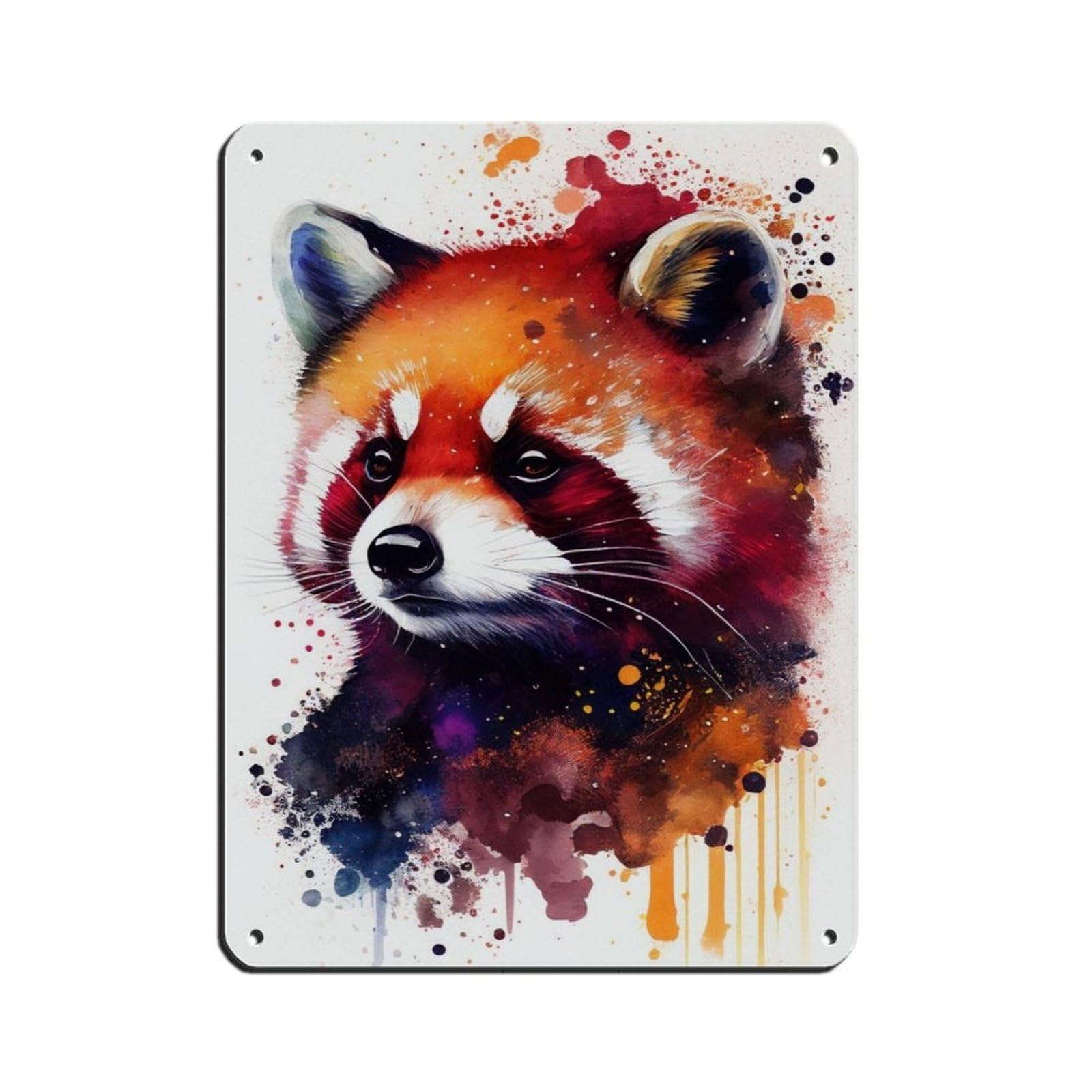 Watercolour Portrait Red Panda Poster（2） Retro Poster Metal Tin Sign Chic Art Retro Iron Painting Bar People Cave Cafe Family Garage Poster Wall Decoration 12x16inch(30x40cm)