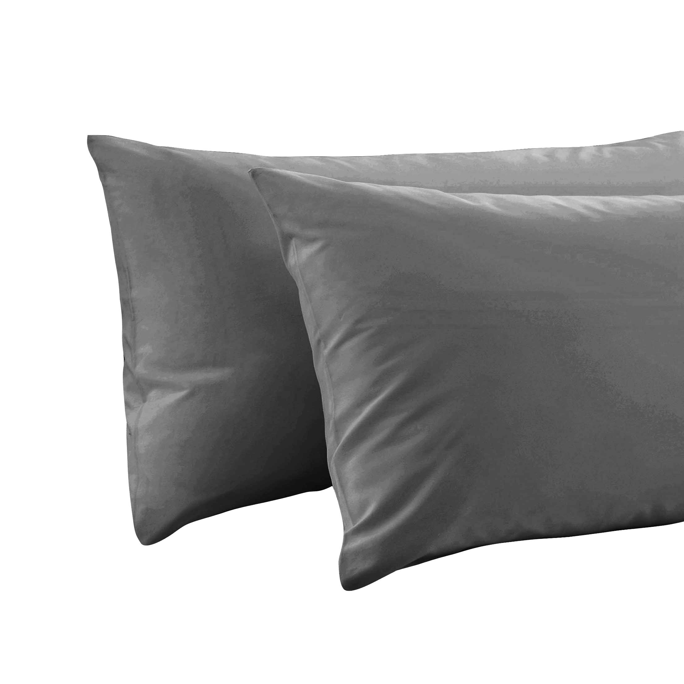 AR Easy Care Box Pleated Base Valence Sheets,Plain Dyed Poly cotton, Fit Over Base (PAIR OF PILLOWCASES, GREY)