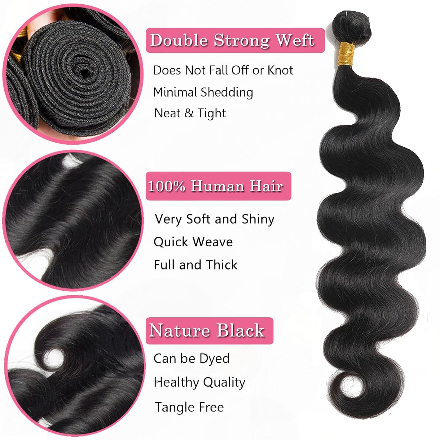 TOOCCI 10A Body Wave 1 Bundle Brazilian Virgin Human Hair Bundles 100% Unprocessed Virgin Hair Single Bundles Body Wave Weave(26 inch) - Image 3