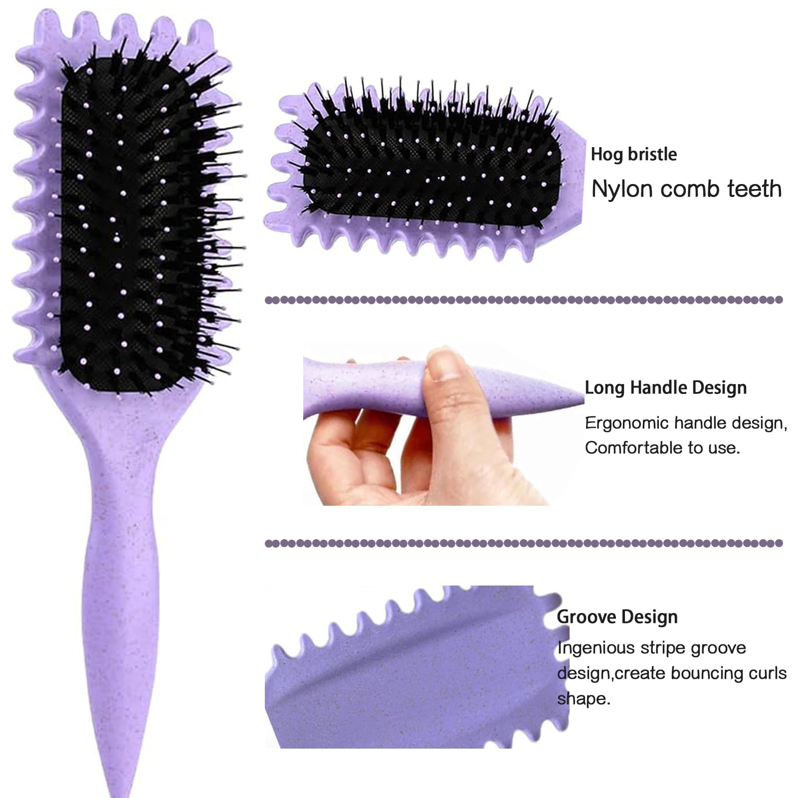 SJJZLZL YL Curl Defining Brush, Hair Brush for Combing and Shaping Nylon Bristles, Oblong, Flexible, Curl Enhancing (Beige) - Image 2