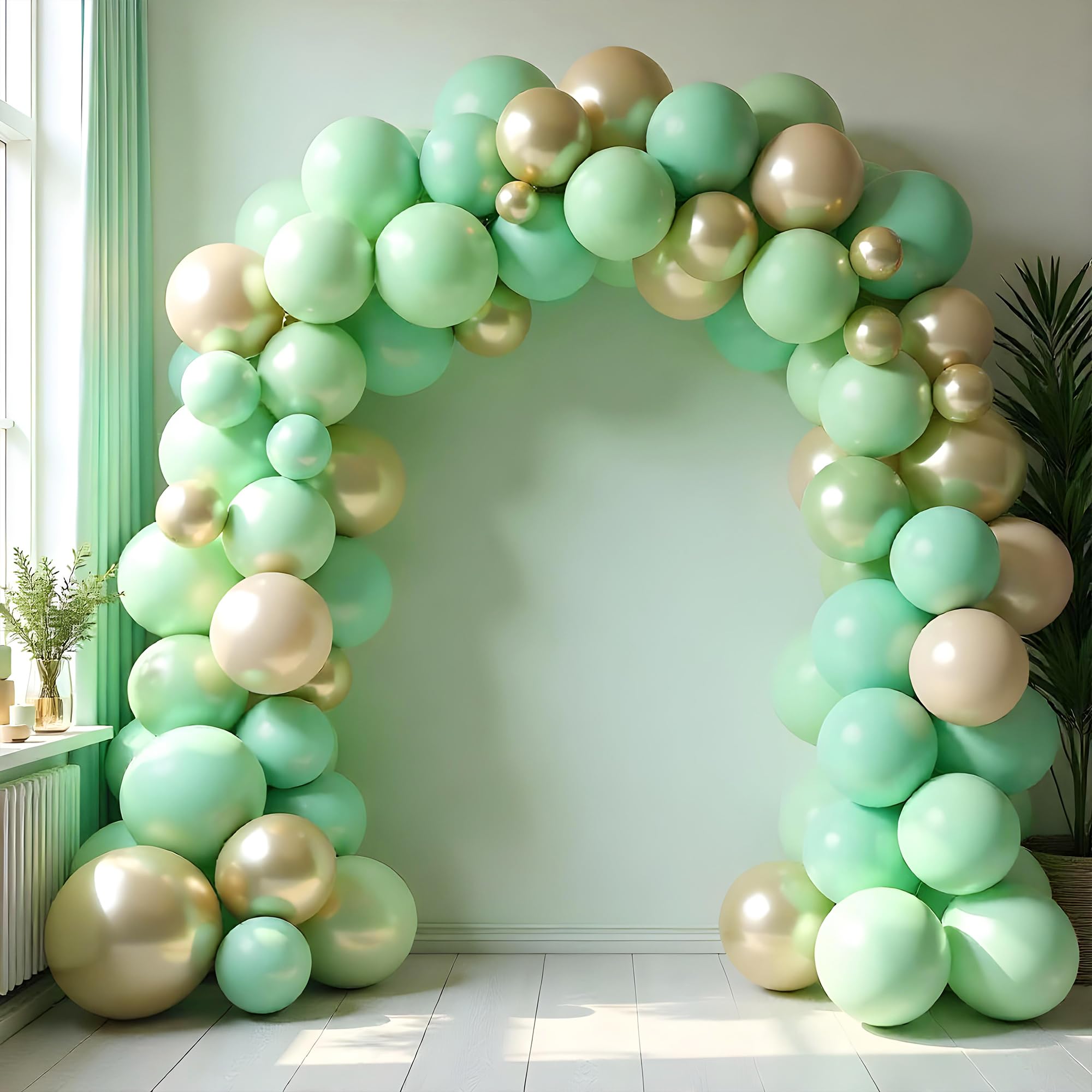 Palloncini rotondi verdi da 25,4 cm, 100 pezzi con 2 rotoli di