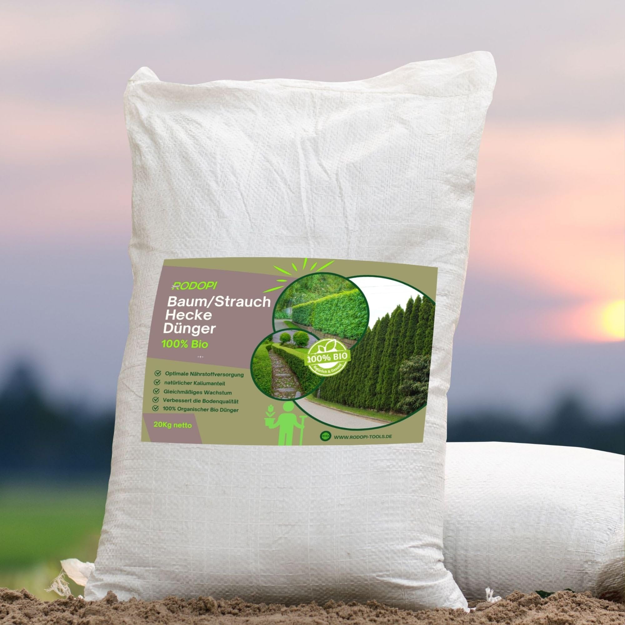 Rodopi Bio-Baum Strauch Hecken Dünger Granulat – 3 Monate Langzeitwirkung – 100% pflanzlich & vegan – Organischer NPK-Dünger 7-3-8 mit Eisen 7kg