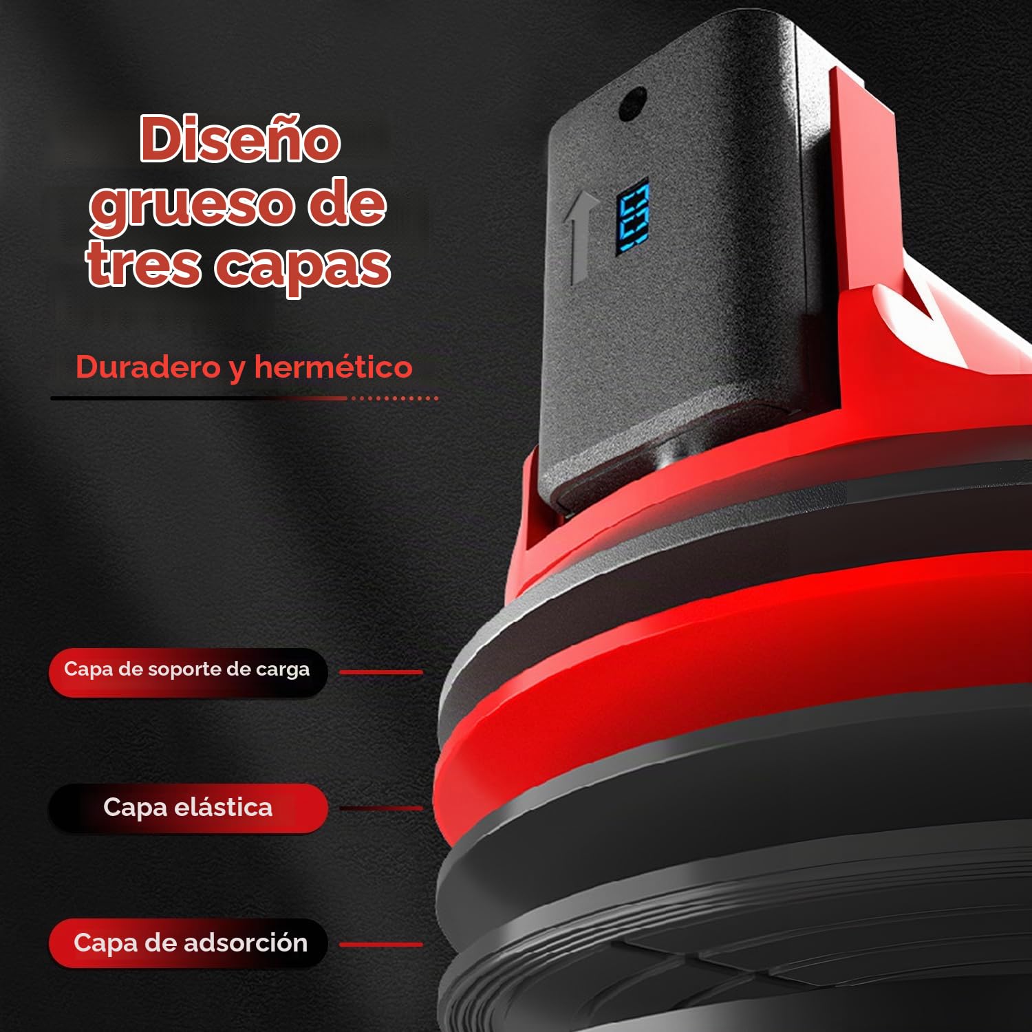 Bonvoisin Ventosa Eléctrica para Azulejos, con Batería de Litio 3000mAh, 440lbs/200kg de Capacidad de Carga, con Manómetro, Caucho de Tres Capas, Adecuado para Vidrio/Ventanas/Acero/Piedra (EU)
