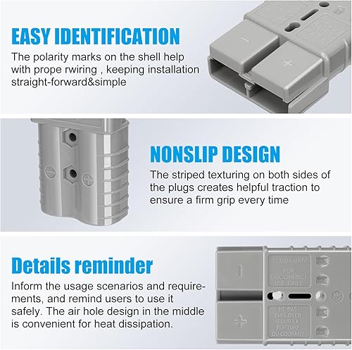 Miniatura 6 de 2Pcs 120 Amp 600 Volt 2AWG Battery Power Connector (2AWG Contact，2pcs Gray Housing)