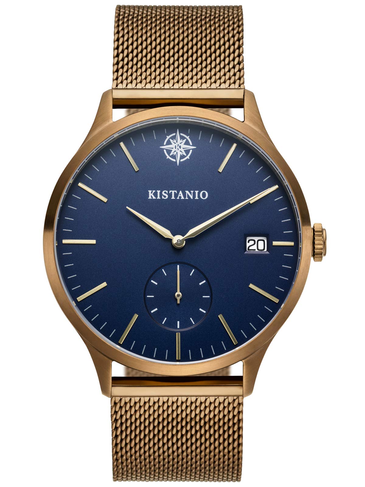 KIS-STR-40-123 - Orologio da uomo Stratolis in vetro zaffiro e mesh blu con cinturino in maglia Milanese