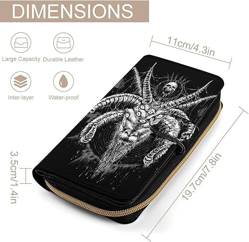 Miniatura 2 de Baphomet Satan Goat Womens Leather Long Wallet Fashion Card Holder Purse Clutch Handbag with Zip