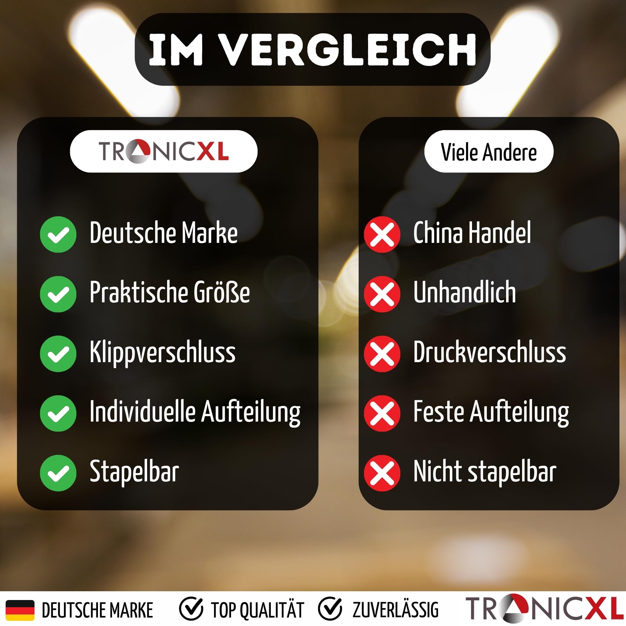 TronicXL 10 Stück Sortimentskasten Sortimentsboxen Sortierbox für Kleinteile I Innenteiler anpassbar I bis zu 25 Fächer I Werkstatt stapelbar Kleinteilemagazin Aufbewahrungsbox Schrauben Nägel Dübel