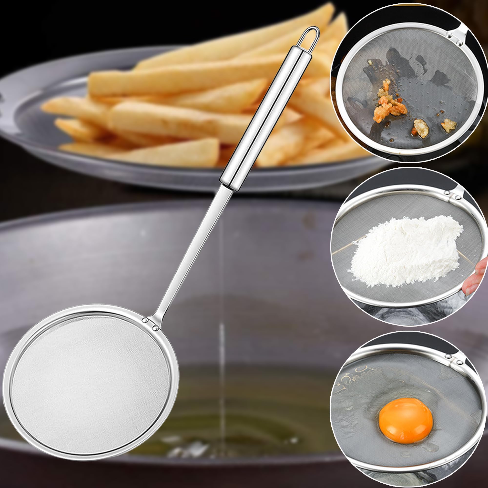 2 Unidades Cuchara de Filtro, Acero Inoxidable Espumadera, Colador Alimentos para Cocina, Colador Malla Fina Cocina para Separar Manchas De Aceite, Grasa, Espuma, Aceite De Filtro