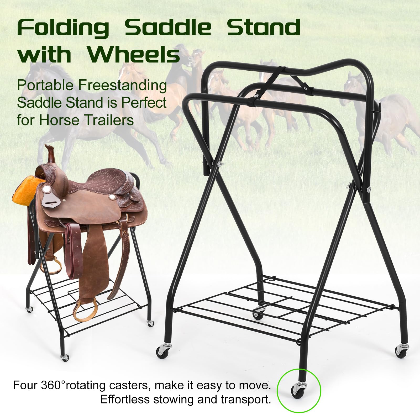 Snapklik.com : Tonchean Rolling Saddle Rack Stand, Portable ...