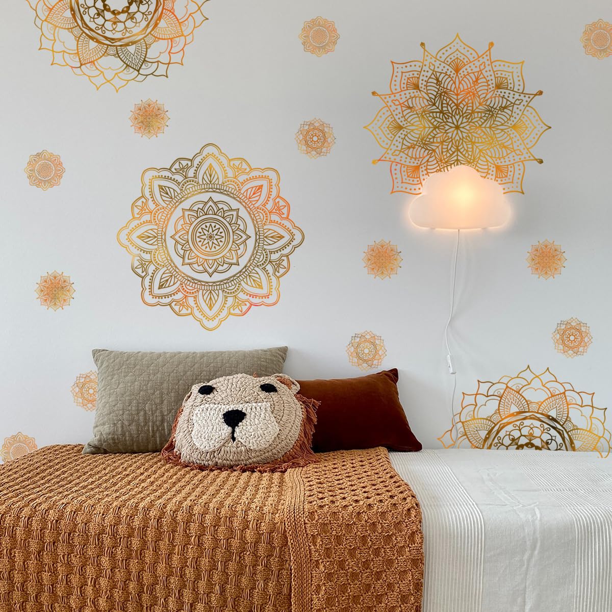HGDESIGN Mandala Wall Sticker Blue Black (WxH) 78x40cm for Living Room Bedroom Wall Sticker Boho Style Picture Entrance Yoga Decor - Image 3