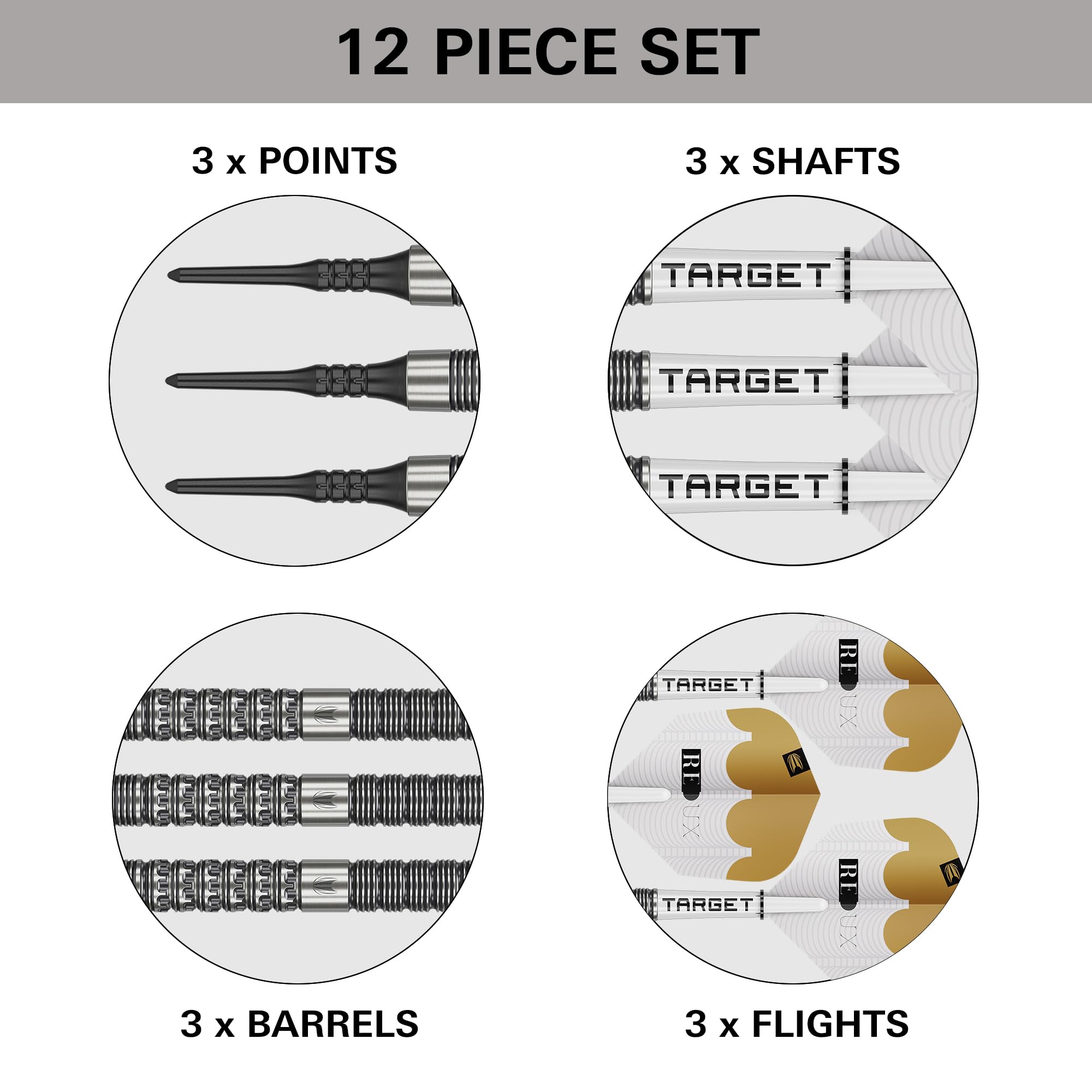 Target Darts Redux Jeu de Fléchettes à Pointe Souple 18G 90% Tungstène Ailettes Pro Ultra N° 6 Tiges Pro Grip Tag Pointes Pixel