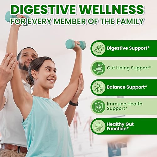 Miniatura 3 de Suplemento de salud intestinal con prebióticos, postbióticos y probióticos para la salud digestiva para mujeres y hombres, 80 mil millones de UFC