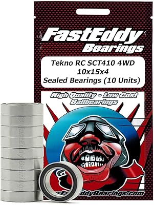 FastEddy Bearings Compatible with Tekno RC SCT410 4WD 10x15x4 Sealed Bearings (10 Units)
