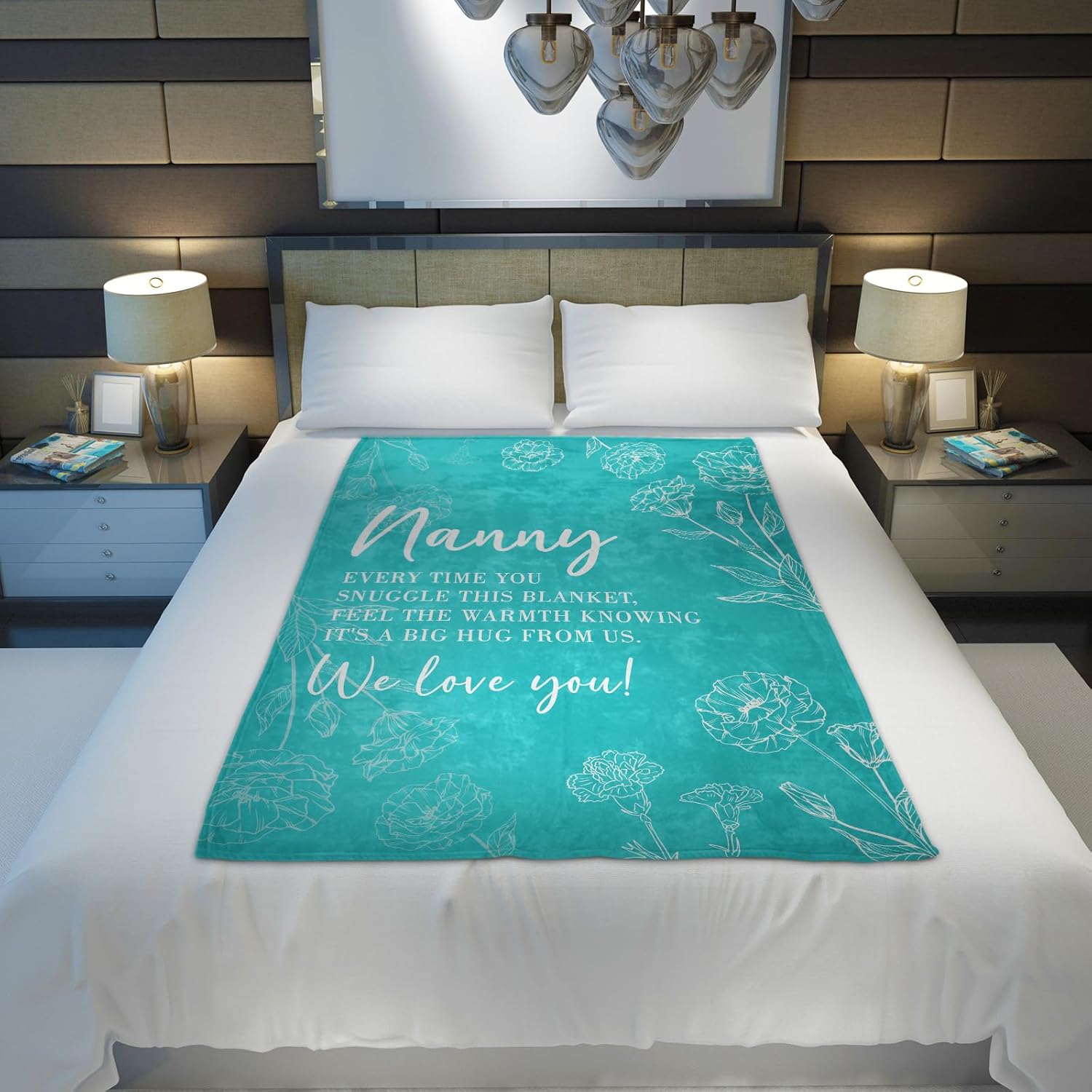 GiltGlimmer Nanny Gifts for Grandma, Gifts for Nanny Blanket, Nanny Birthday Gift from Grandkids, to My Nanny Nana Grandma Blanket 50" x 60", Teal - Image 5