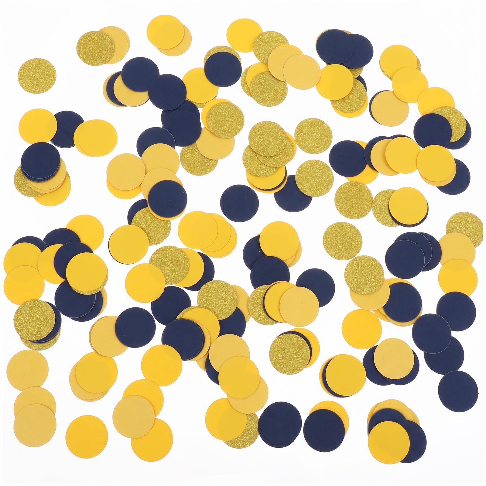 200 Pcs Blue & Gold Confetti, Circle Dots Glitter Confetti, 3 Types Mixed Table Decorations, Glossy Blue and Gold & Metallic Glitter Golds Paper Confettis for Party, Wedding, Birthday and Event Decor