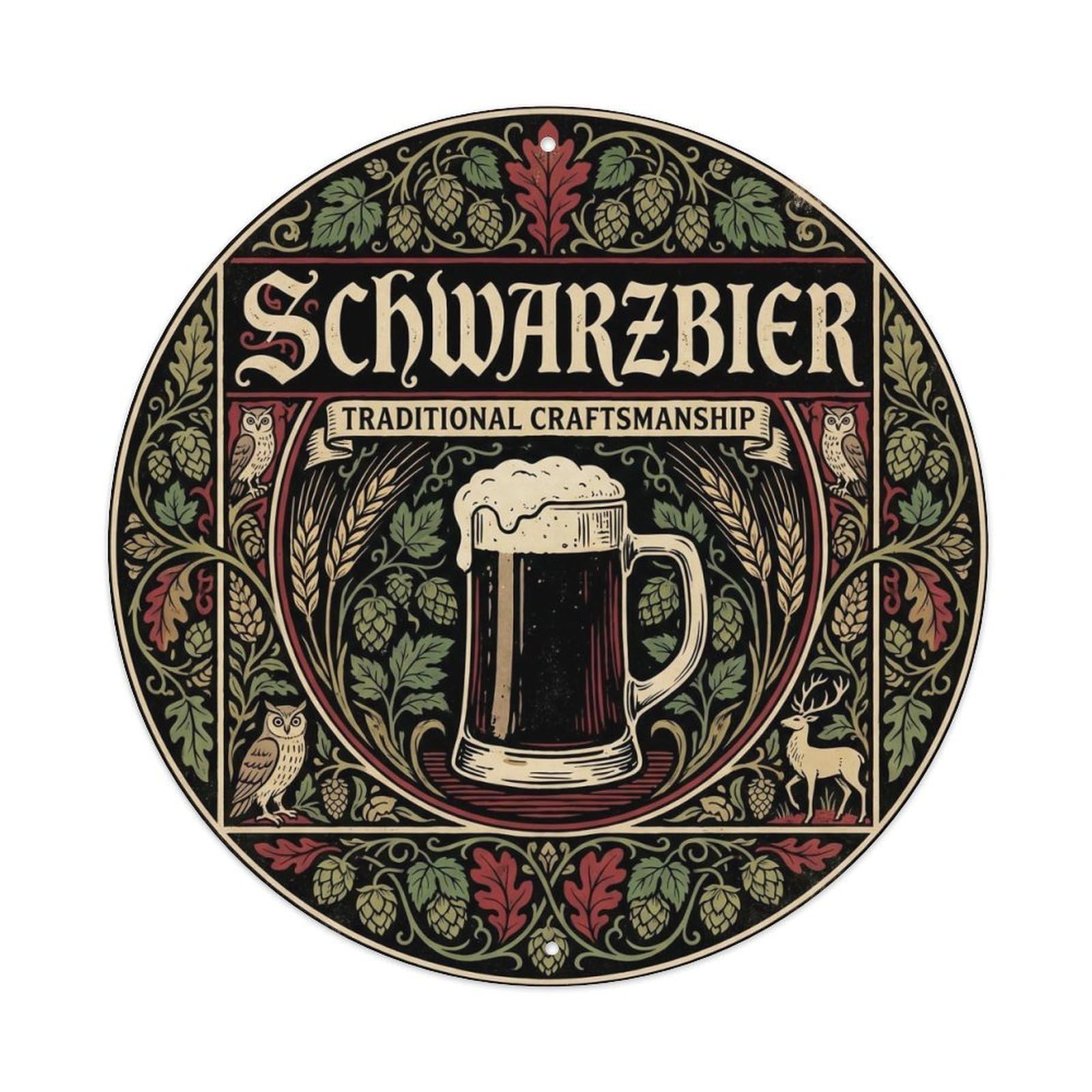 Old School German Schwarzbier Dark Lager Brew House Metal Tin Sign