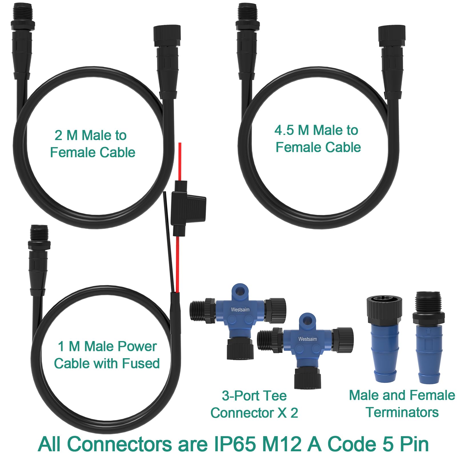 westsaim NMEA 2000 Starter Kit Compatible with Garmin Lowrance HDS Simrad NMEA (N2K) Network, Marine Grade NMEA 2000 Boat Navigation System Connectors Accessories