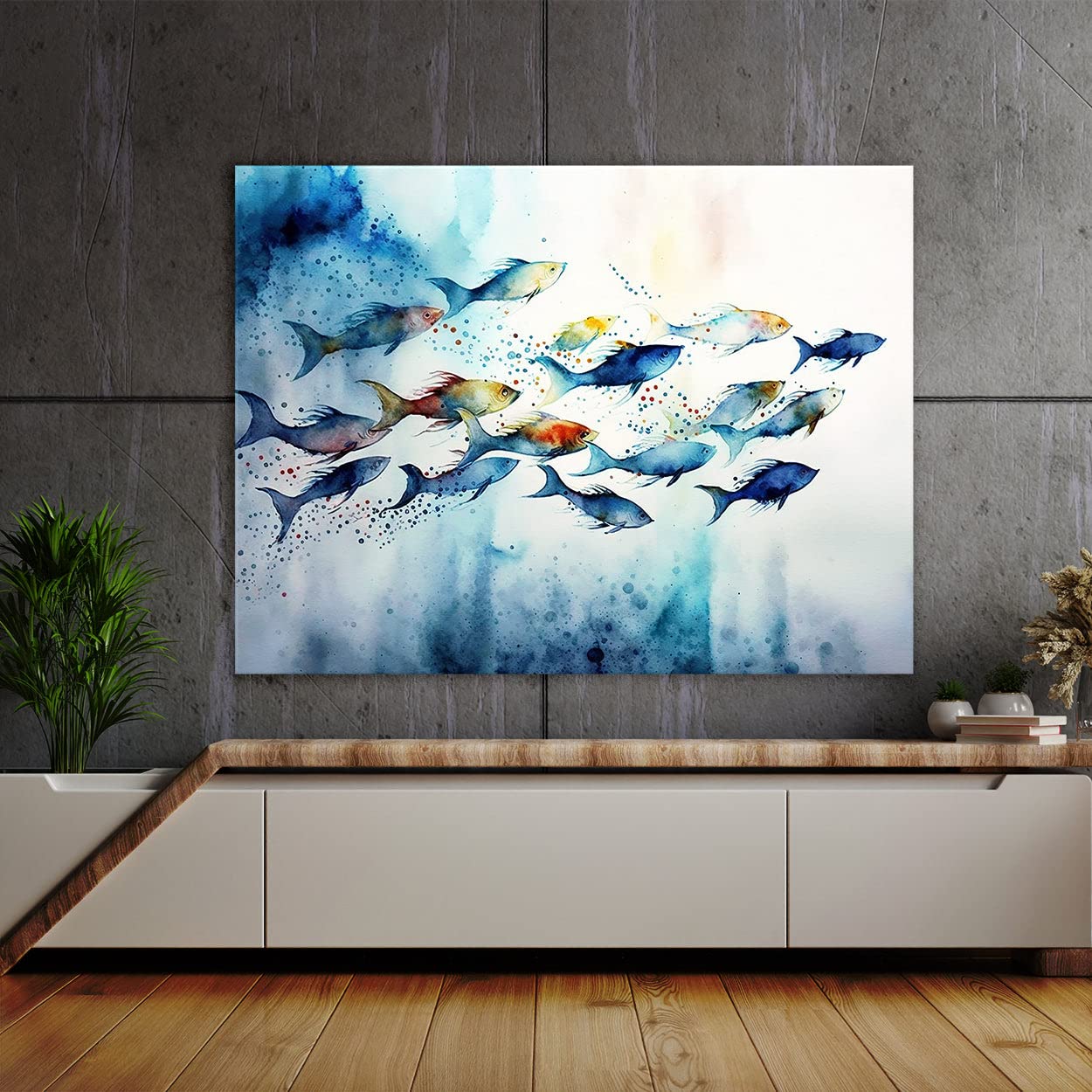 Amazon.com: Sense Canvas Fish Abstract Watercolor 20 Canvas Art