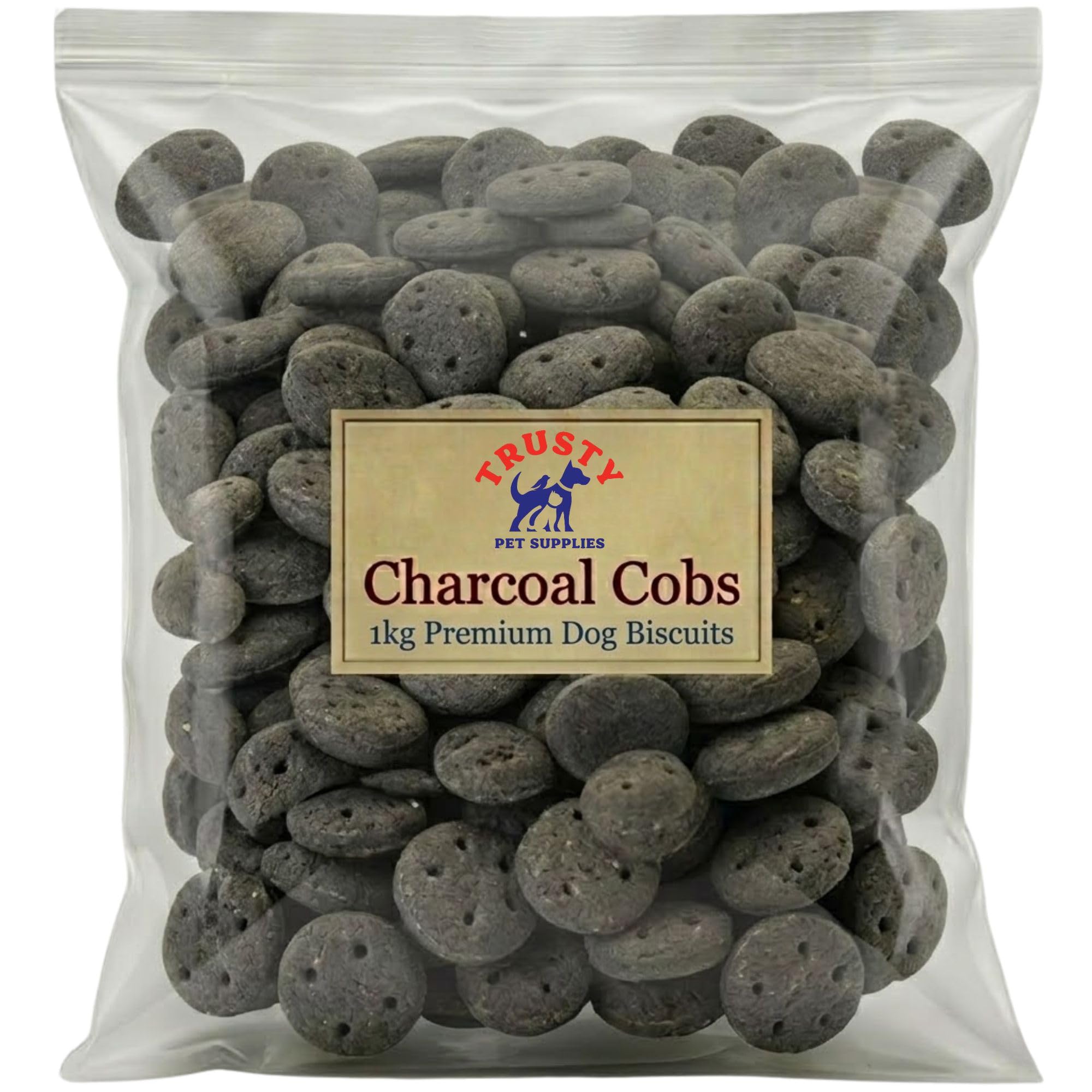 Charcoal Dog Biscuits Cobs 1kg | Helps Support Digestion, Reduce Wind & Plaque | Dog Treats & Dog Biscuits | Dog Charcoal Biscuits Training Treats | Small Dog Treats | Trusty Pet Supplies