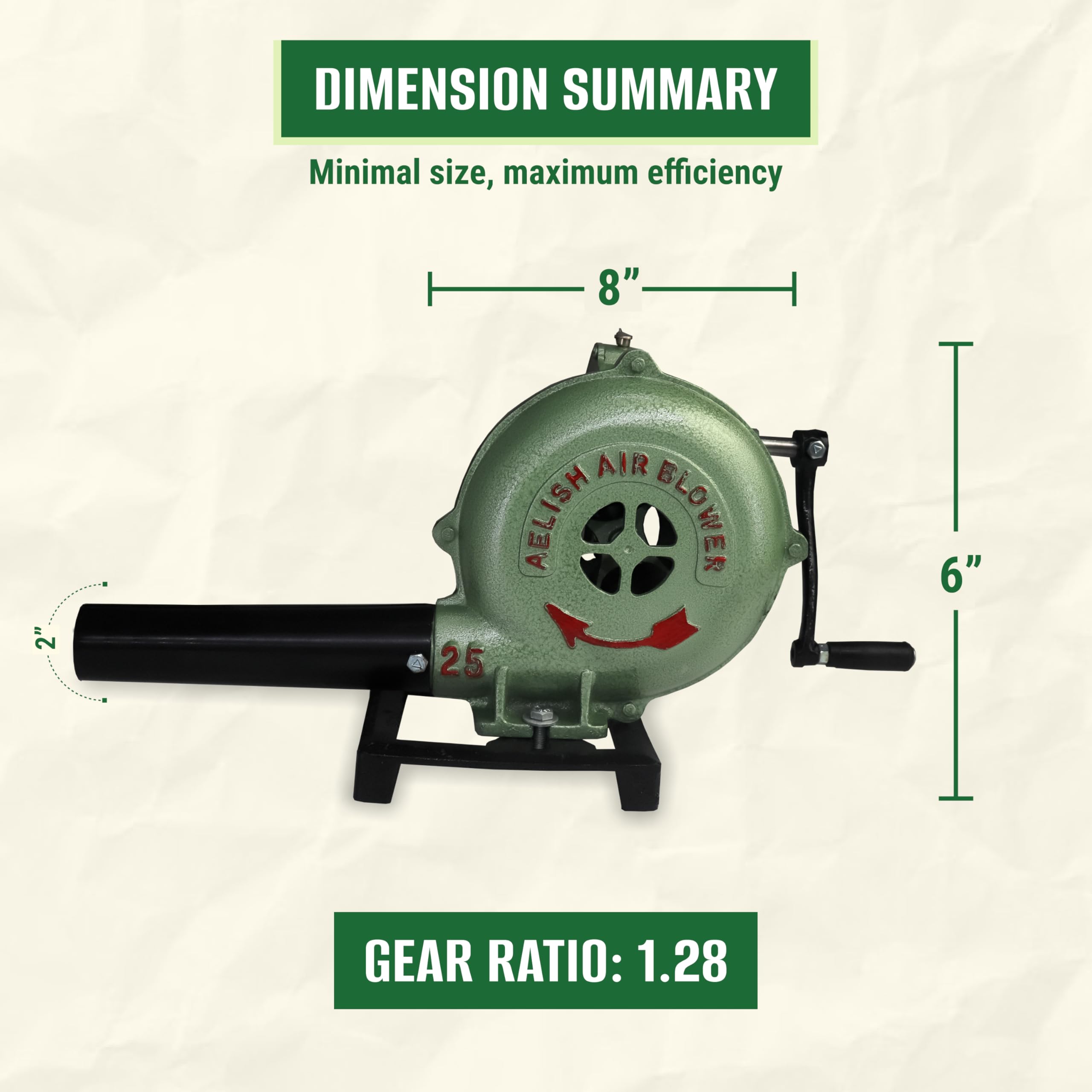 SIMOND STORE Hand Crank Blacksmithing Forge Blower, 8 Inch Casing, Cast Aluminum Manual Blower for Farrier Blacksmith Coal Forge Firepot BBQ Outdoor Cooking Camping
