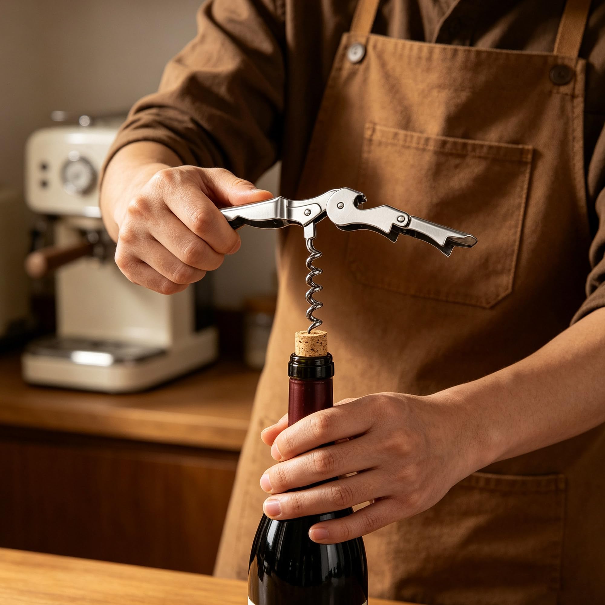 KINGROW Set regalo accessori vino nero con 5 strumenti in valigetta