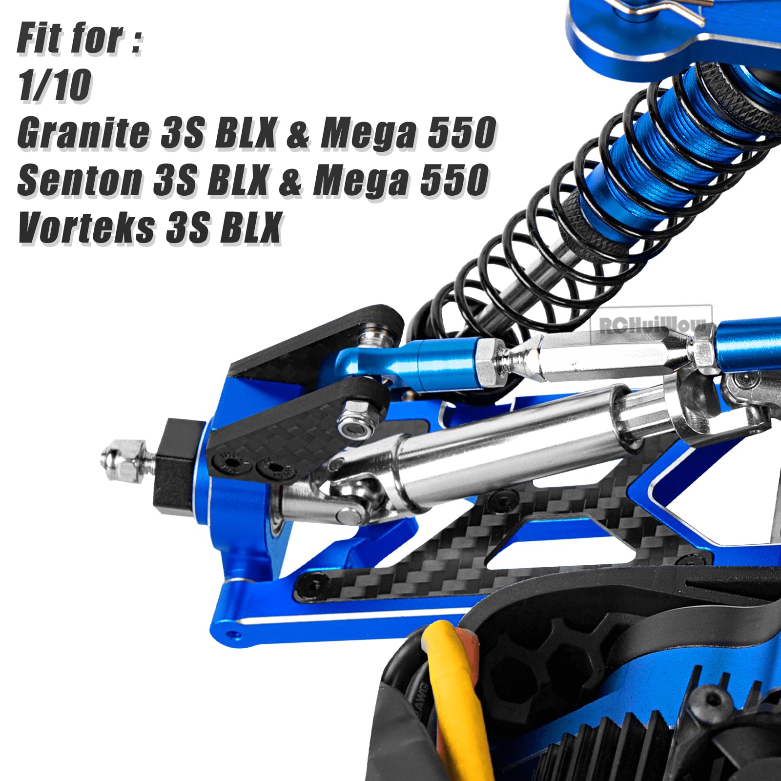 RCHuiWow RC Suspension Arms Upgrades Part for 1/10 Senton 3S BLX & Mega 550,Granite 3S BLX & Mega 550,Vorteks 3S BLX,Alloy Aluminium Front Rear A Arms,4pcs,Replace AR330443 AR330516,Navy Blue
