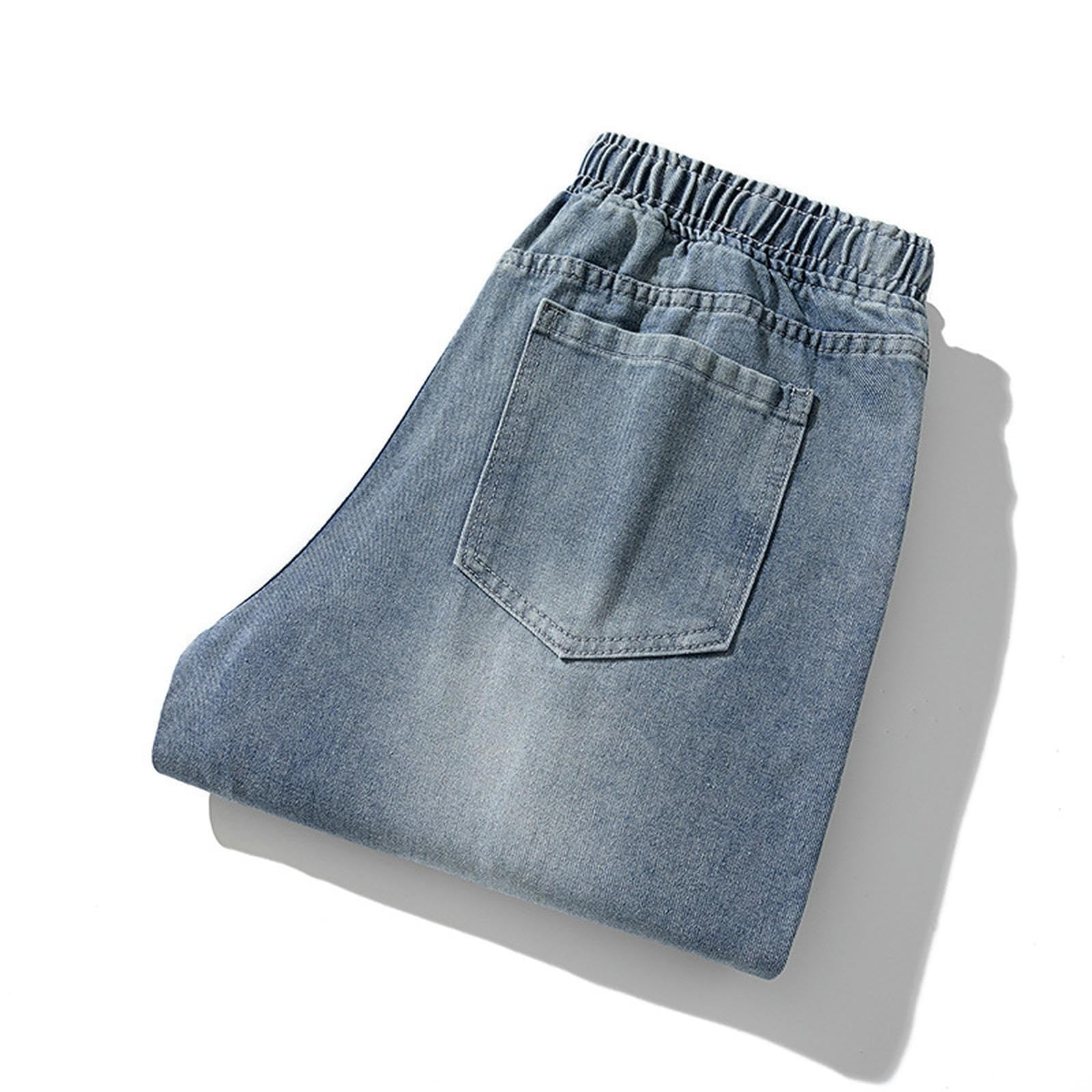 Jeans Azzurri da Uomo, Stagione per Adolescenti, Pantaloni Larghi e Dritti, Pantaloni da Ragazzo - Neri - XXL