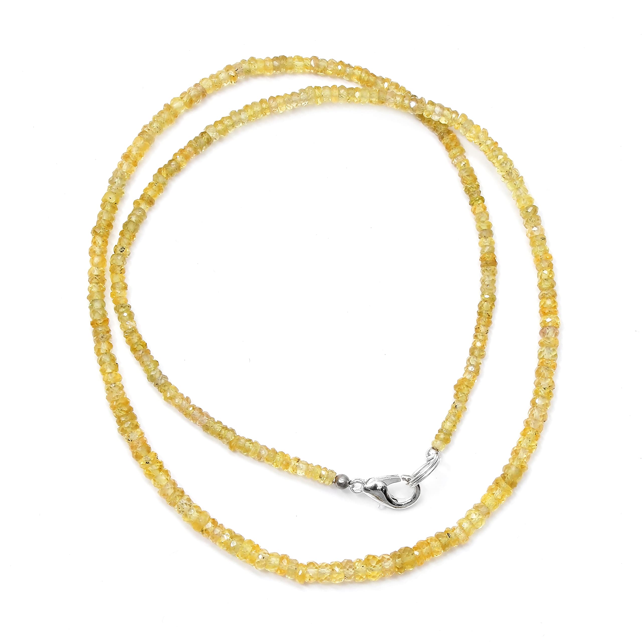 Amazon | A&M Gems イエローサファイア ハンドメイドビーズネックレス