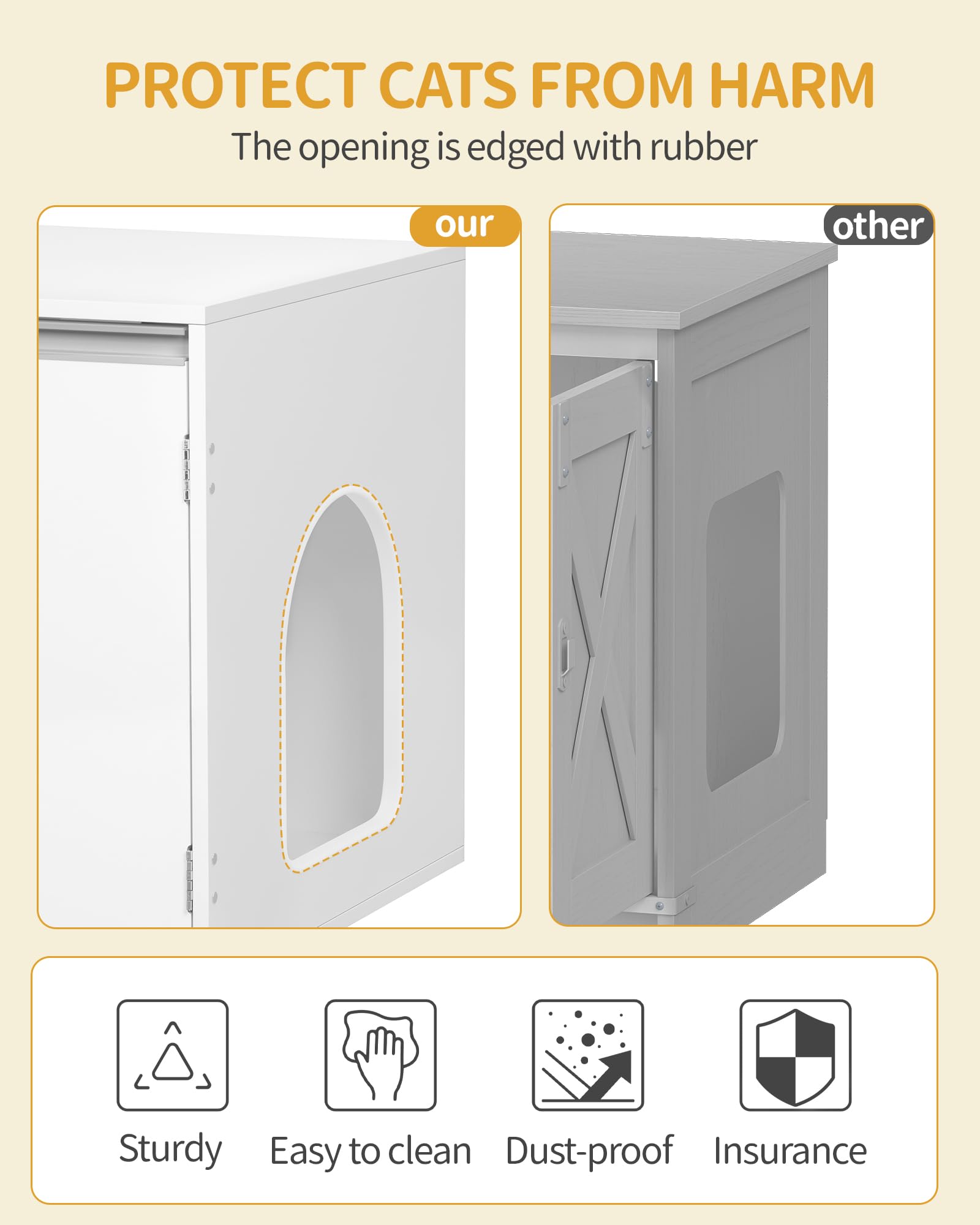 Hzuaneri Mueble para Arena de Gato Oculto, Casa para Dos Gatos de Dos Pisos, Arenero y Caseta de Madera Multifuncional Sirve como Soporte TV, 140x48.3x48 cm, Blanco, CB65603X