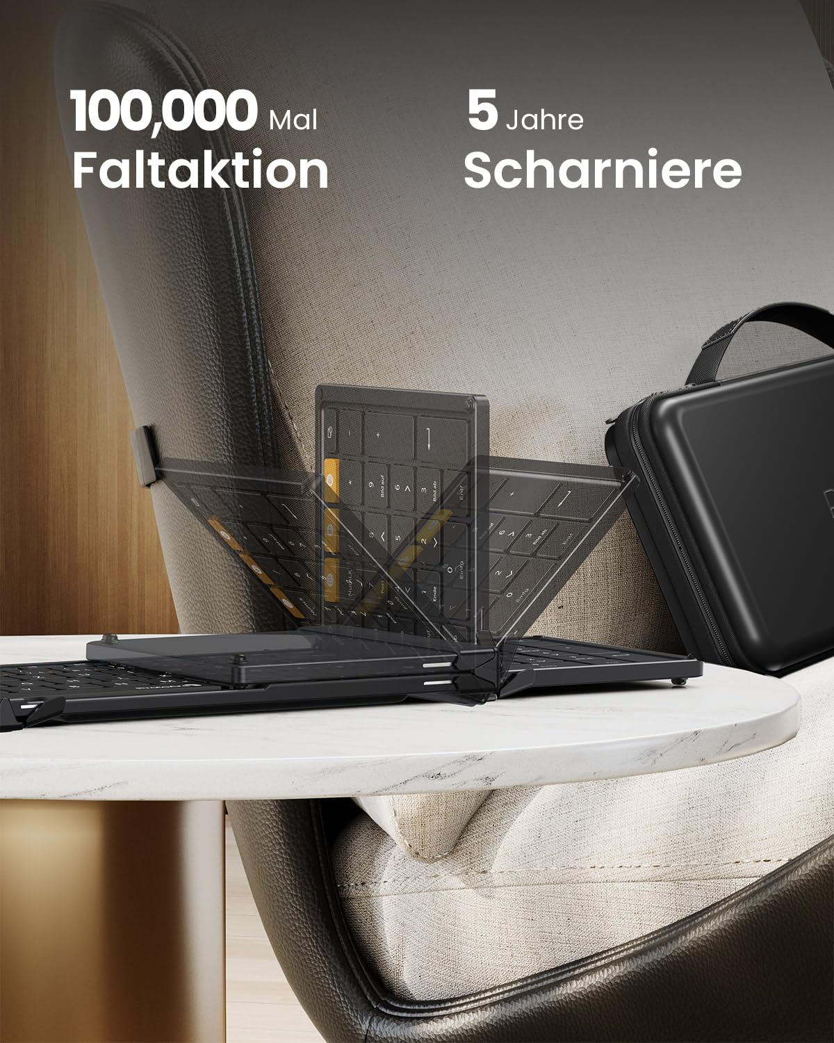 ProtoArc XKM01 Faltbare Bluetooth Tastatur mit Ziffernblock QWERTZ Schwarz
