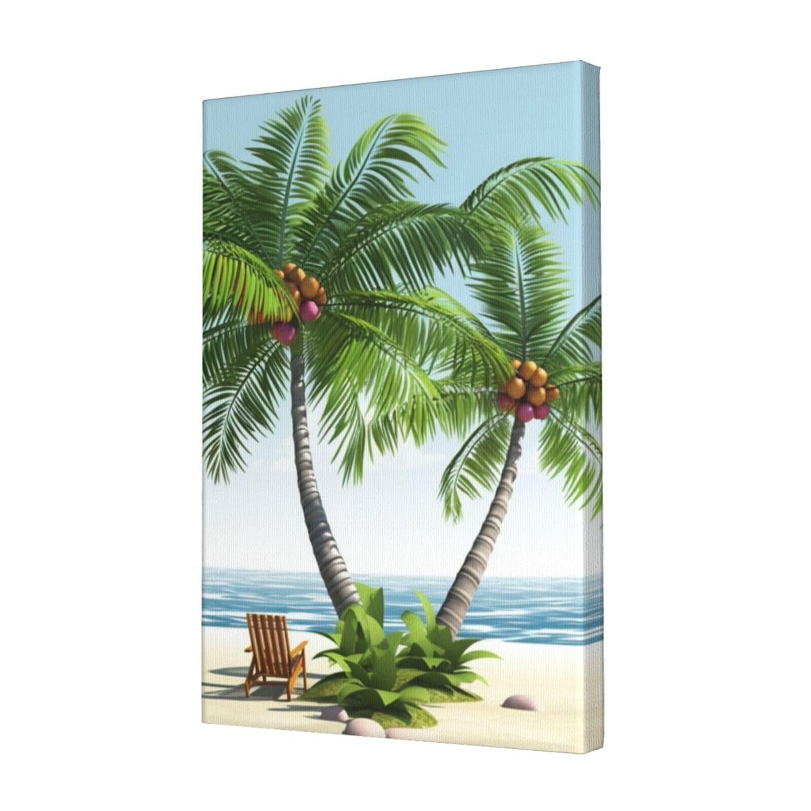 KLOPH Tropical Palm Tree Canvas Wall Art for Living Room 12"x18" Modern Artwork Painting for Bathroom Hanging Canvas Prints Aesthetic Wallart for Bedroom Kitchen Office Wall Decor