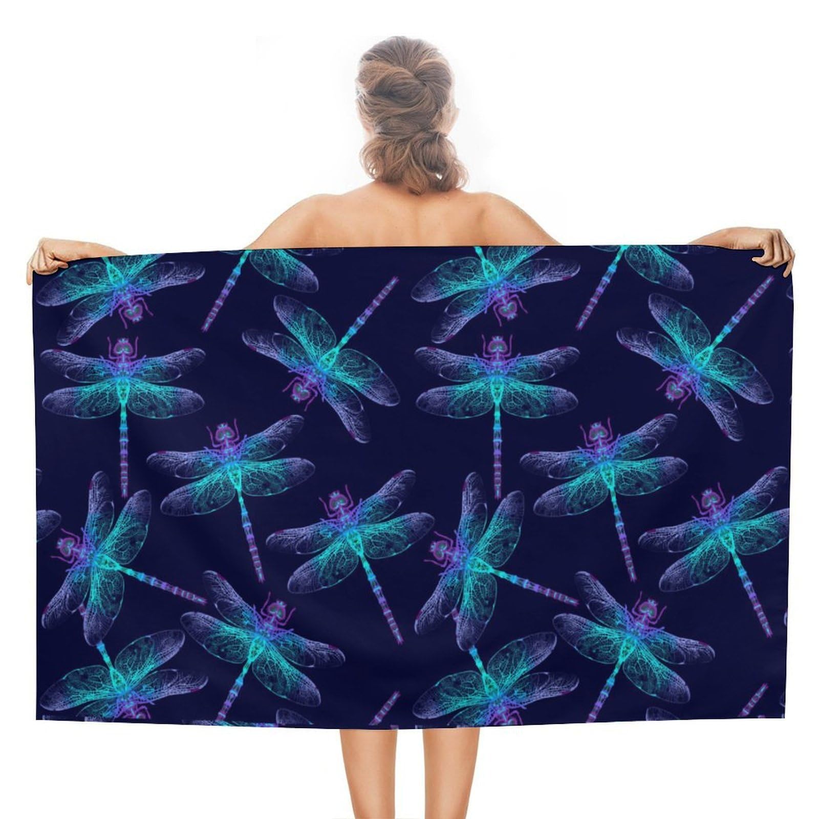 CGSBNGHA Aurora Dragonfly Beach Towels Soft Bathroom Bath Pool Swim Towels for Women Men